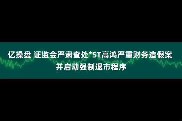 亿操盘 证监会严肃查处*ST高鸿严重财务造假案 并启动强制退市程序