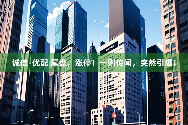 诚信-优配 尾盘，涨停！一则传闻，突然引爆！